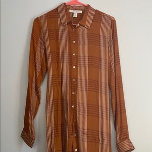 Long Sleeve, Button up Plaid Dress